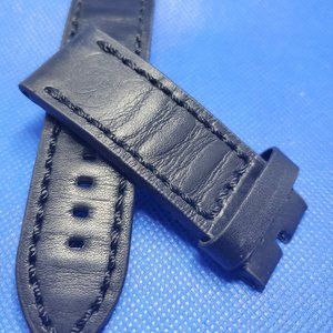 Custom Vintage Distressed Leather Strap 24mm Black